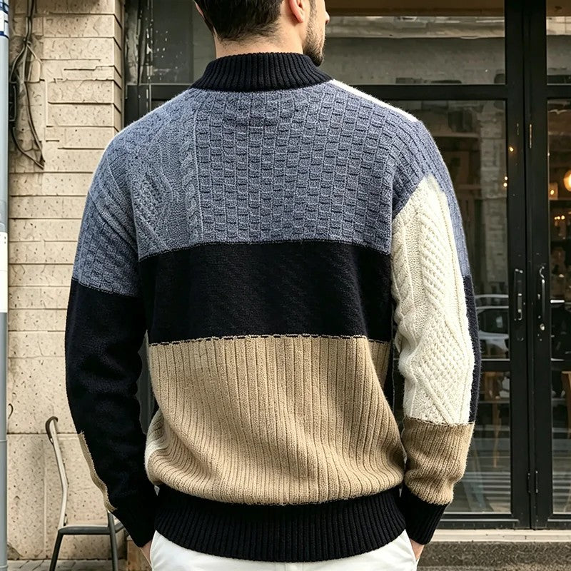 Pascric - Patchwork Cable Knit Sweater