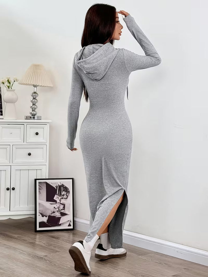 Valeia - Long Sleeve Maxi Dress With Hood