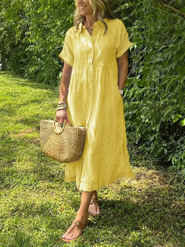 Samara - Stylish Striped Shirt Dress