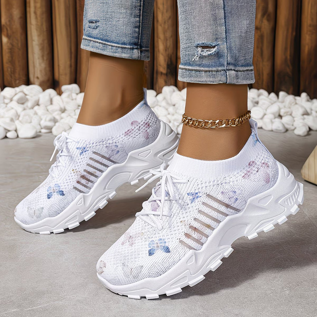 Destinee - Butterfly Print Lace-Up Sneaker