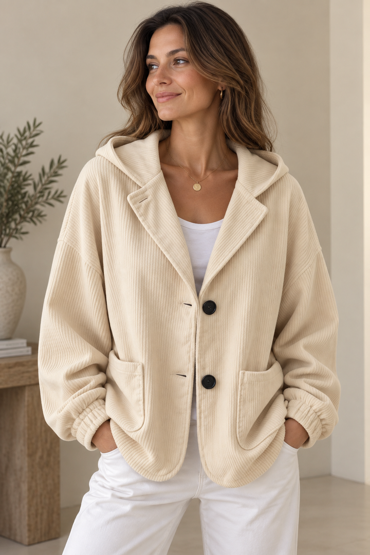 Camilessa - Oversized Corduroy Hooded Jacket