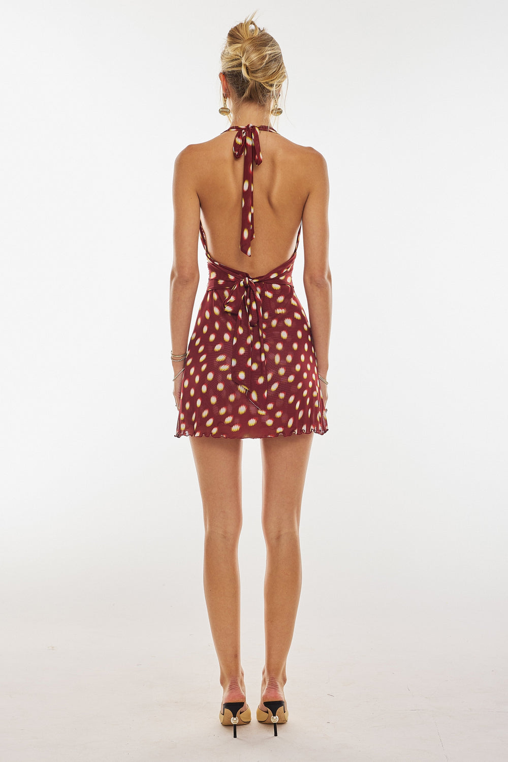 Eugenia - Dot Print and Backless Mini Dress