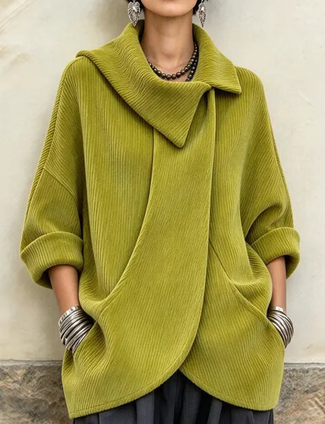 Clarena - Oversized Jacket With Asymmetric Collar and Pockets