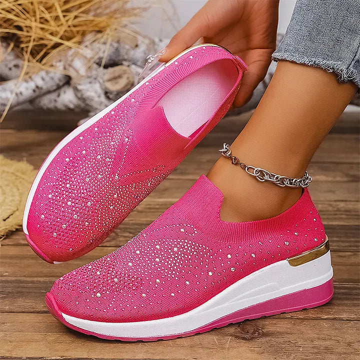 Josia - Rhinestone Butterfly Pattern Slip-on Sneakers