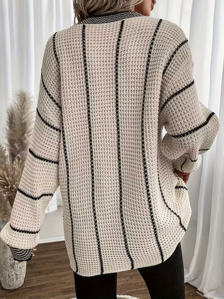 Lykke - Striped V-Neck Oversized Sweater
