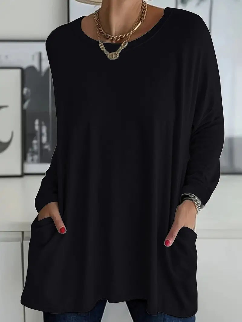 Heliurilda - Oversized Sweater With Round Neck and Pockets