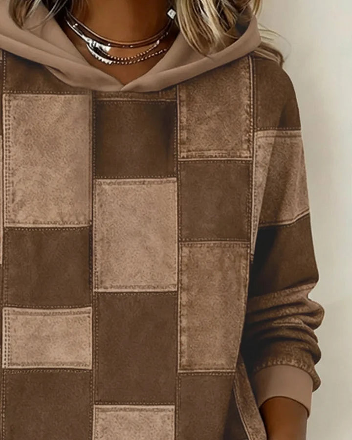 Yaralyn - Stylish Plaid Long-Sleeved Hoodie