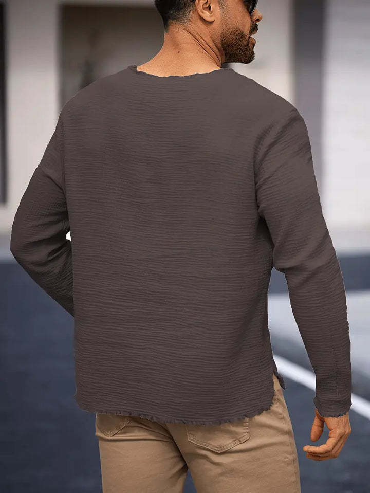 Demetrio - Casual Comfy Long Sleeve Shirt With V-Neck