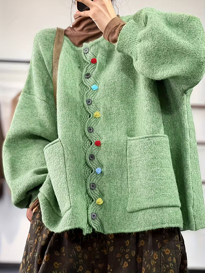 Kynza - Oversize Cardigan With Colorful Button Front