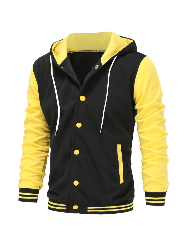 Askhat - Long Sleeve Hooded Baseball Jacket