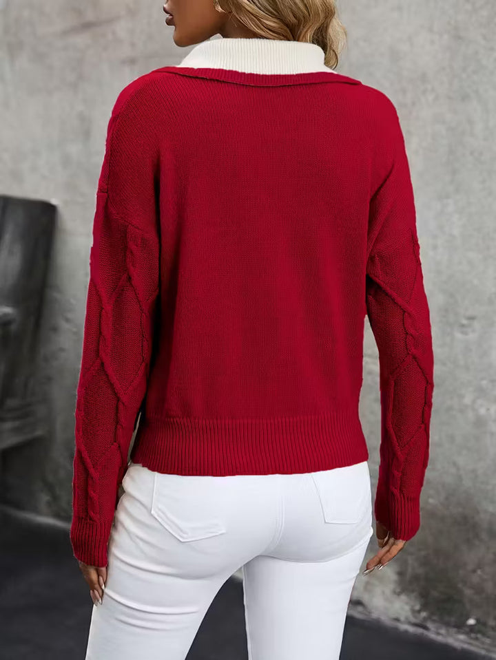 Mahalia - Cable Knit Collared Sweater