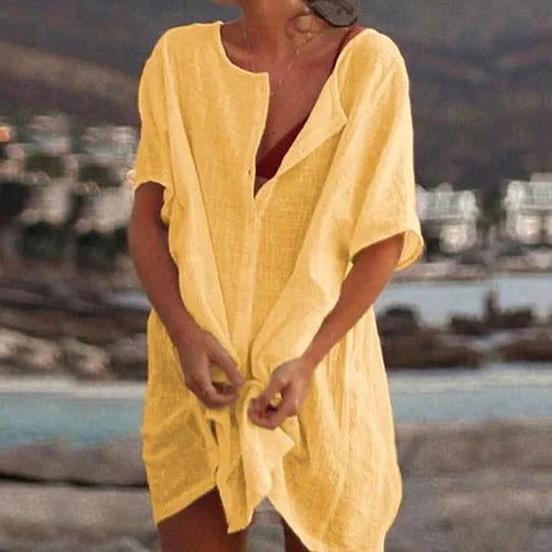 Anjini - Loose Beach Dress With Short Sleeve