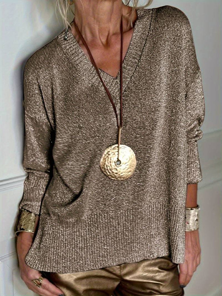 Migle - Long Sleeve V-Neck Sweater