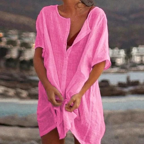 Anjini - Loose Beach Dress With Short Sleeve