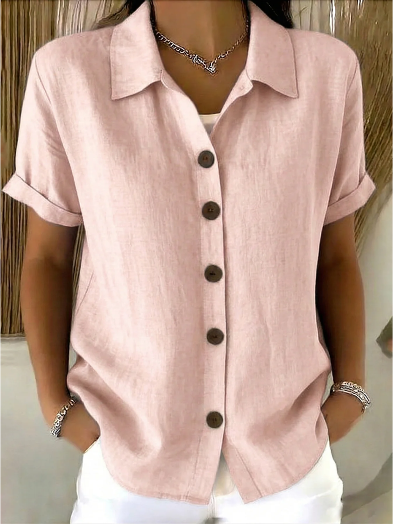 Sachini - Short Sleeve Blouse With Button