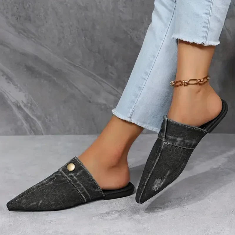 Evropi - Summer Mules With Metal Buckle