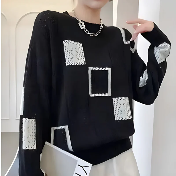 Raschele - Geometric Patchwork Knitted Sweater