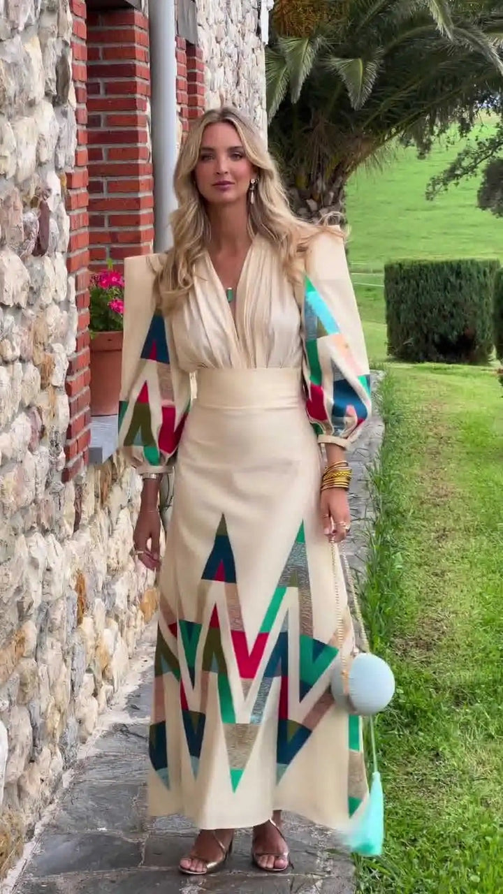 Eleni - Printed V-Neck 2 Piece Set