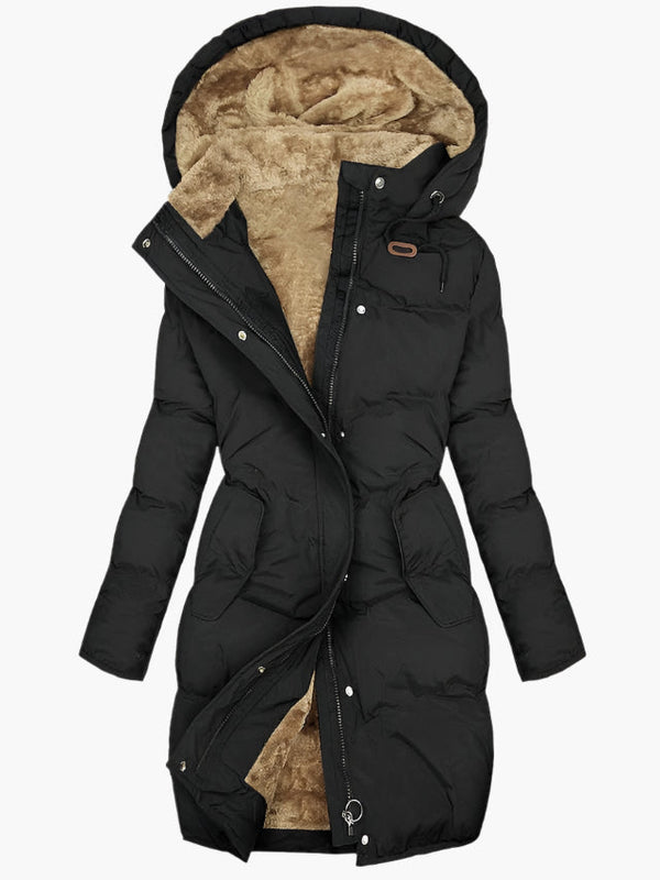 Yvienne - Lined Winter Coat with Hood and Zipper