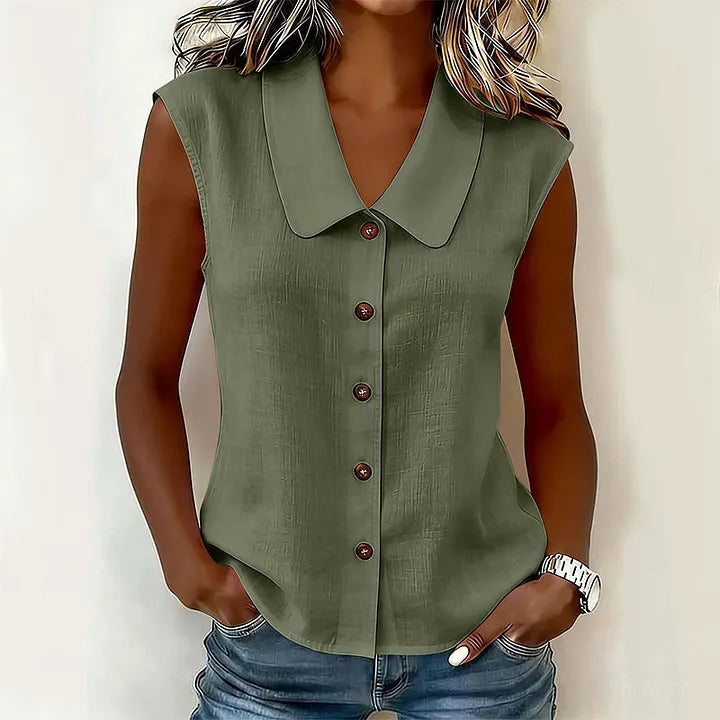 Chisato - V-neck Button Down Shirt