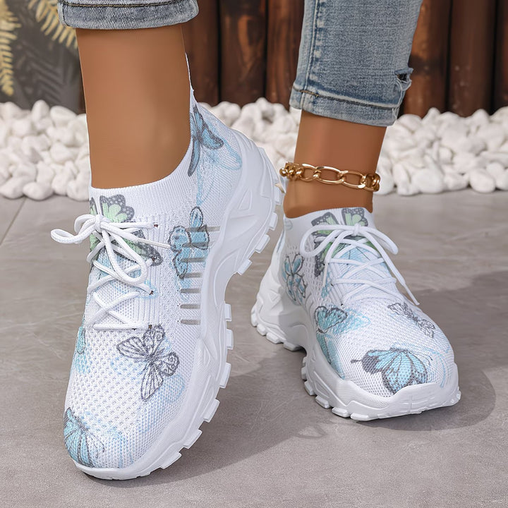 Destinee - Butterfly Print Lace-Up Sneaker
