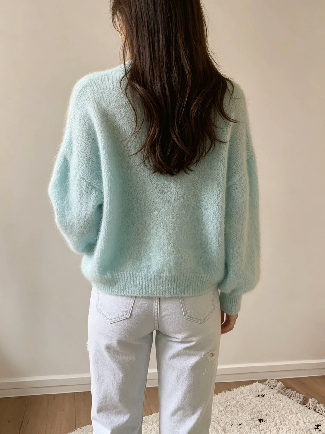 Idalyea - Knit Sweater With Round Neck And Balloon Sleeves