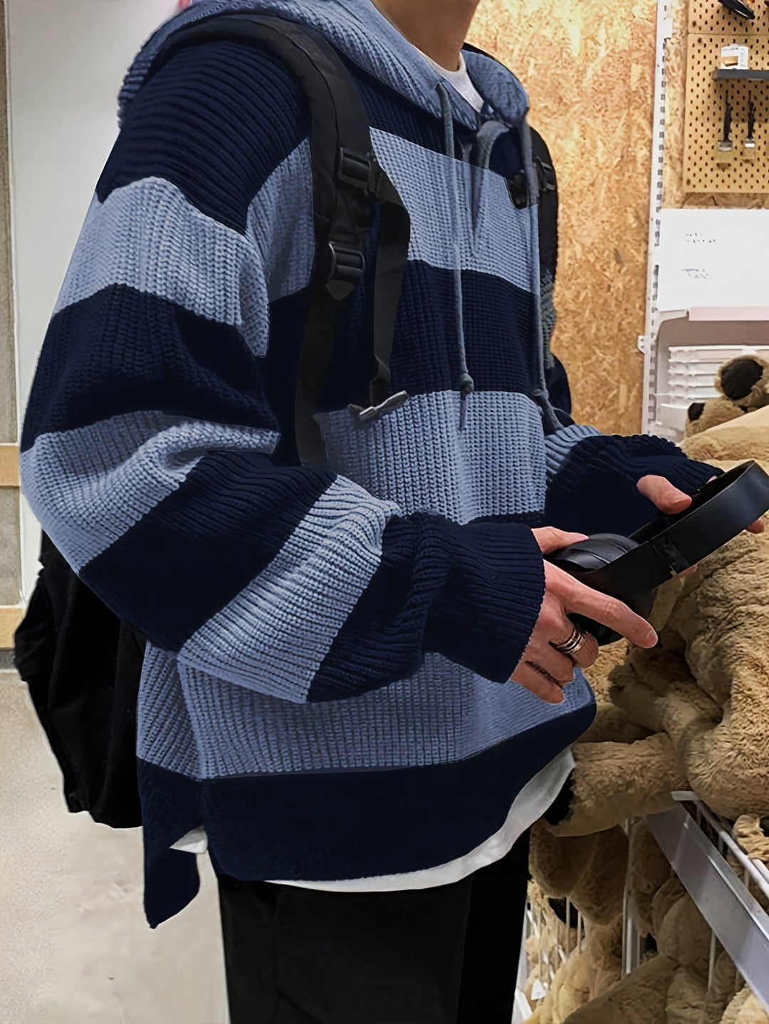 Tenzin - Oversized Striped Knitted Hoodie