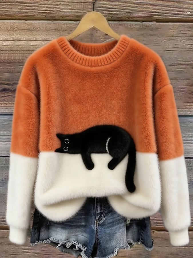 Kalisine - Casual Cat Graphic Sweater