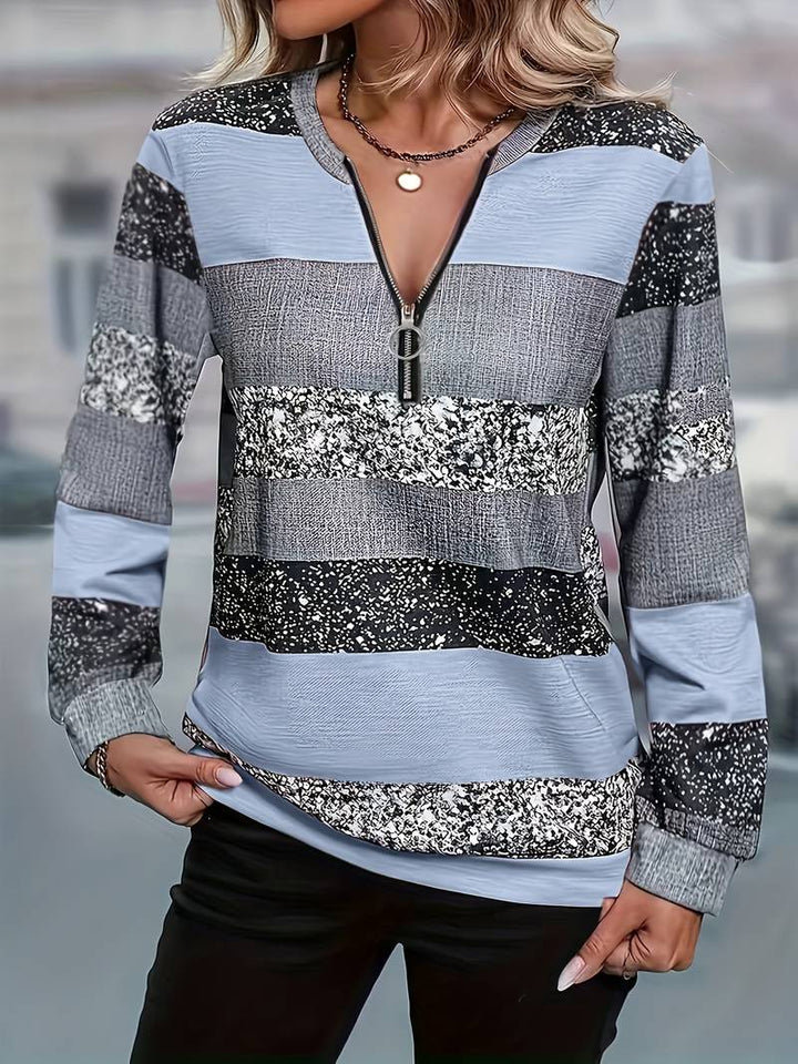 Avital - Casual Striped Sweater With Zipper
