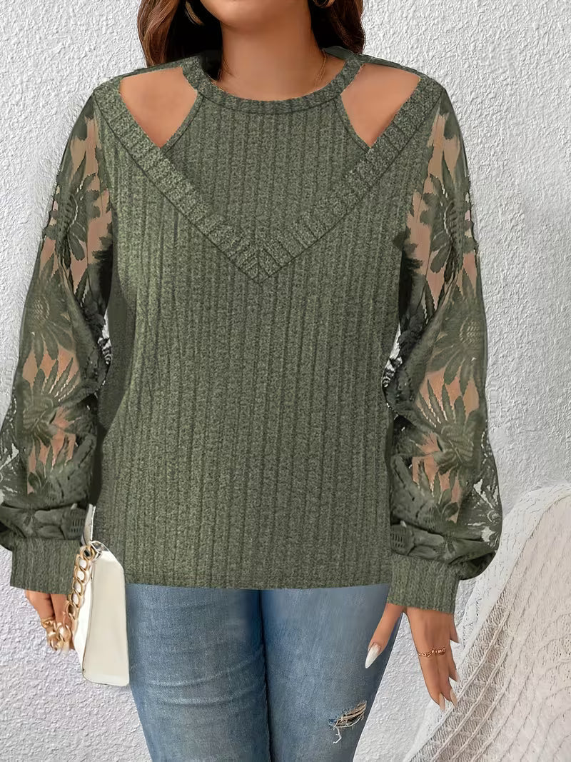 Seraina - Double-Layer Lace-Up Long Sleeve T-Shirt