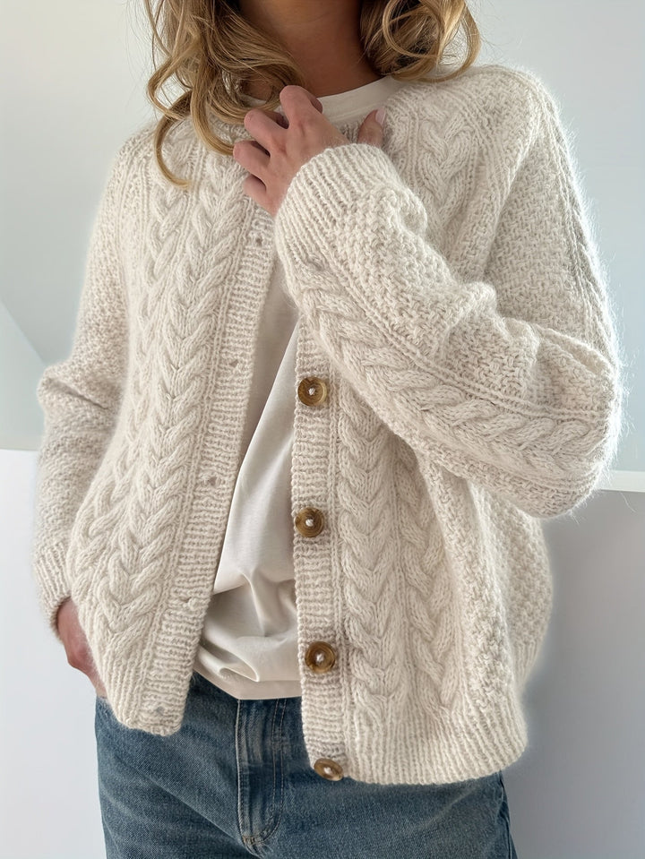 Dwina -  Cable Knitted Cardigan With Button
