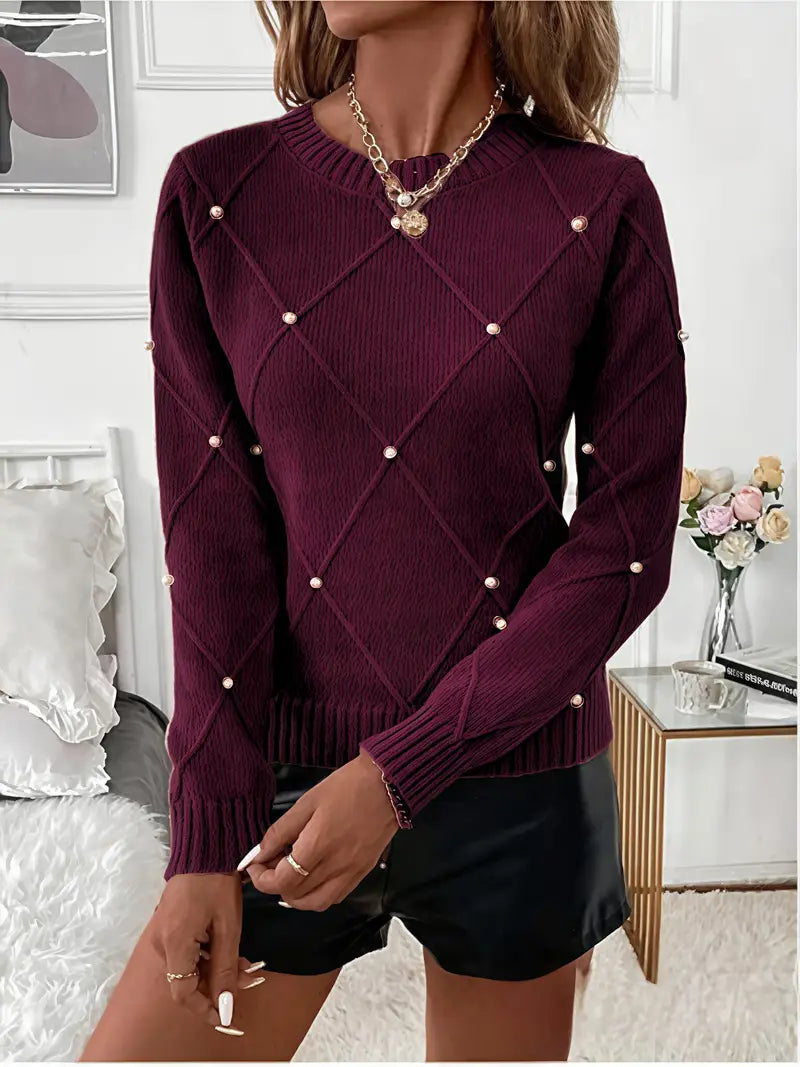 Turid - Elegant Long Sleeve Kinitted Sweater