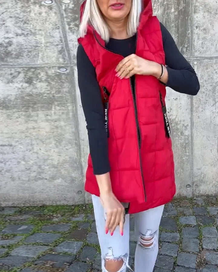 Laruna - Sleeveless Padded Coat With Zipper