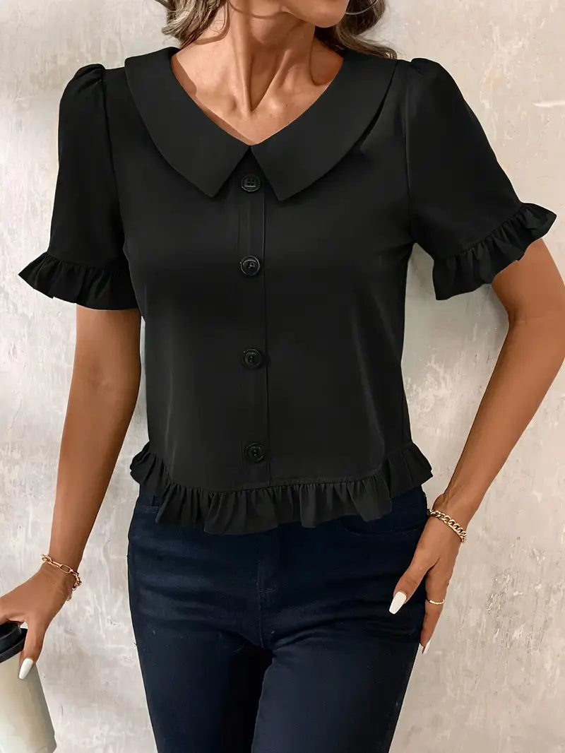 Foteini - Elegant Short Sleeve Blouse