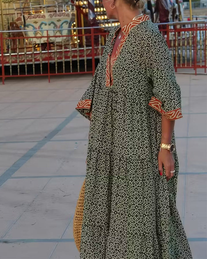 Amandi - Maxi Dress With Printed V-neck