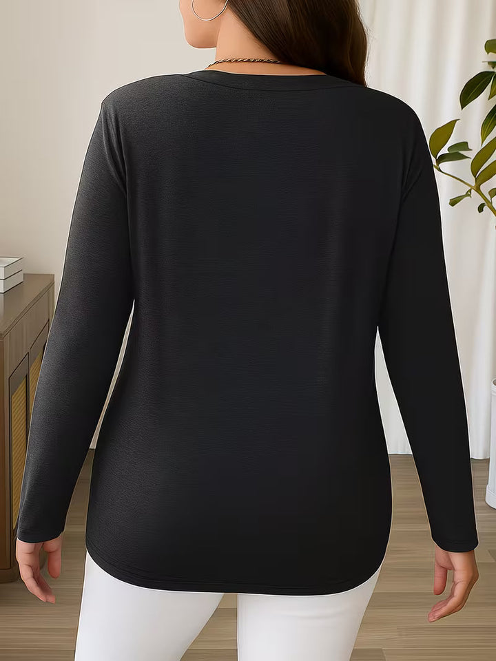 Oihana - Crisscross V-Neck Long Sleeve Top