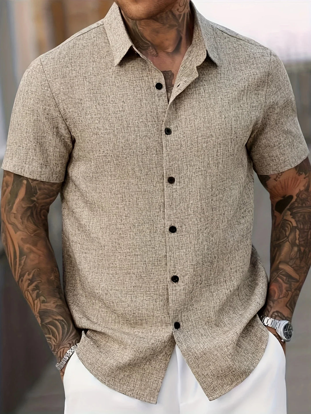 Dwight - Lightweight Linen Blend Short Sleeve Shirt