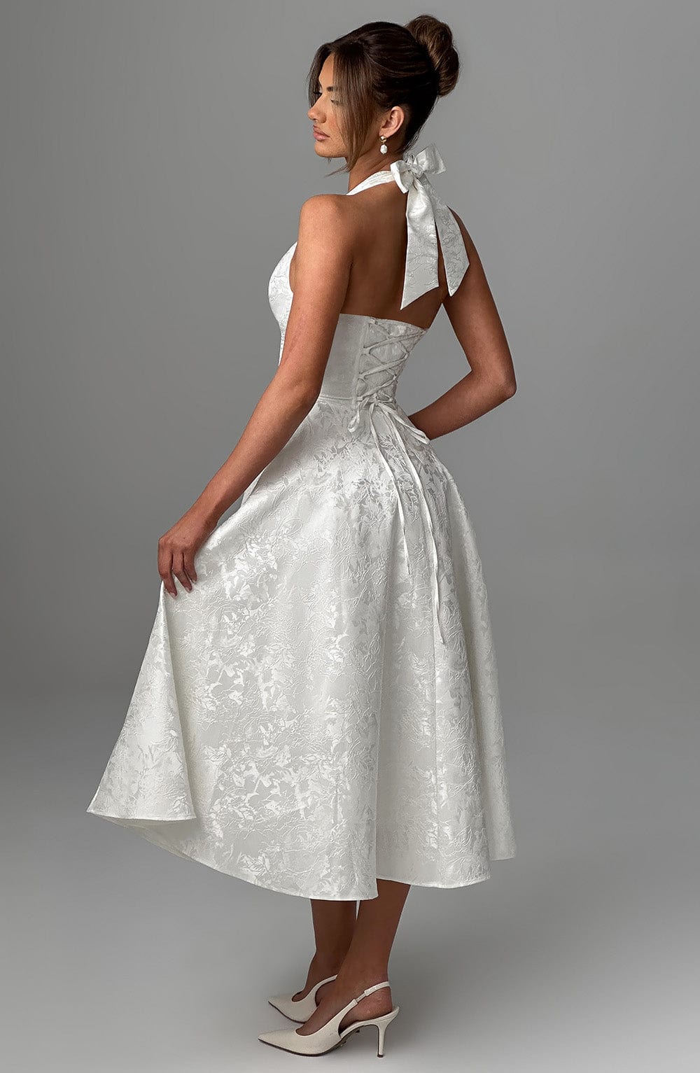 Myra - Fashionable Halter Neckline Midi Dress