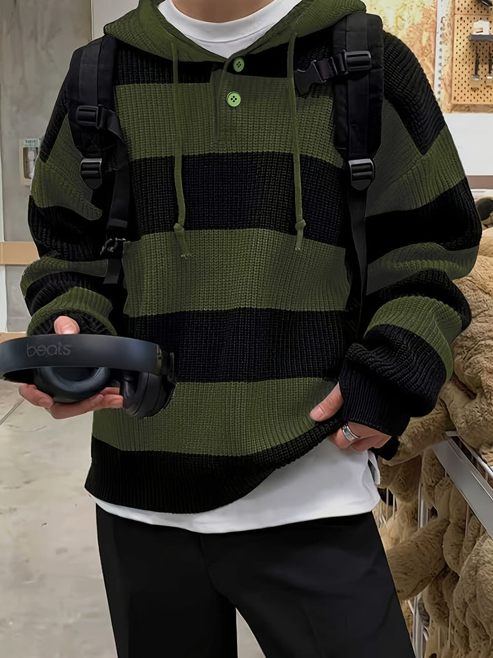 Tenzin - Oversized Striped Knitted Hoodie
