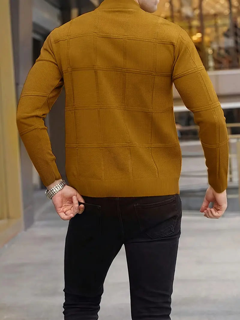 Nunzio - Comfortable Knitted Mock Neck Sweater