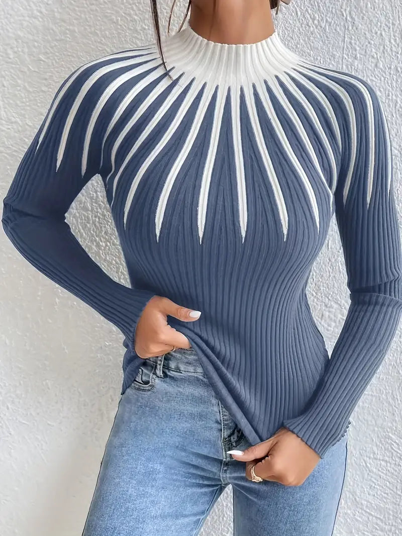 Maider - Elegant Long Sleeve Sweater With High Neck