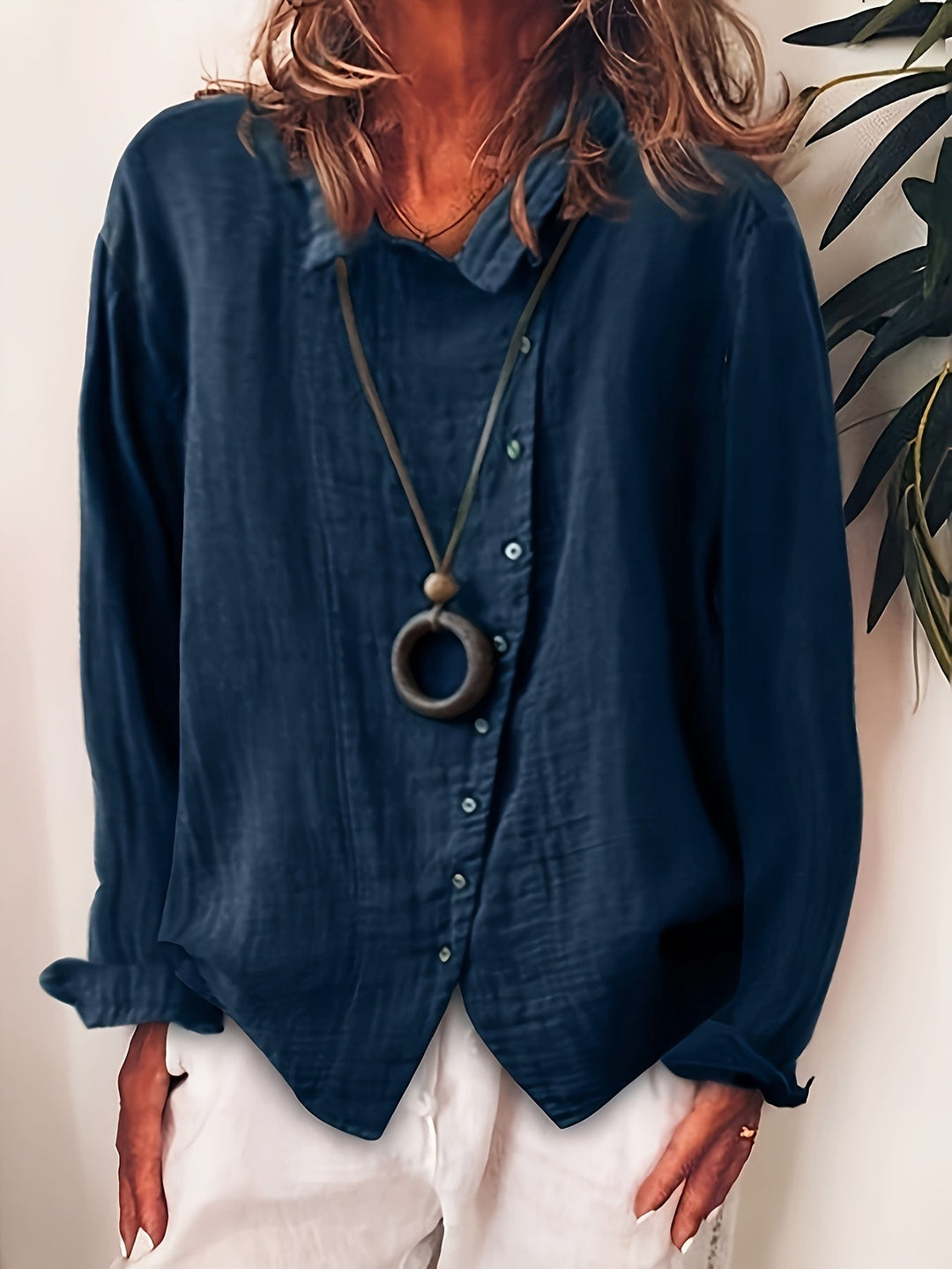 Ristia - Casual Long Sleeve Button-Up Blouse