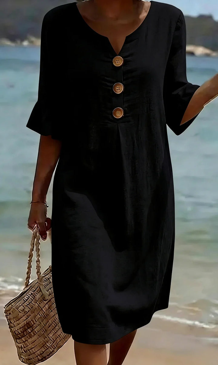 Mlaina - Elegant Midi Dress With Button