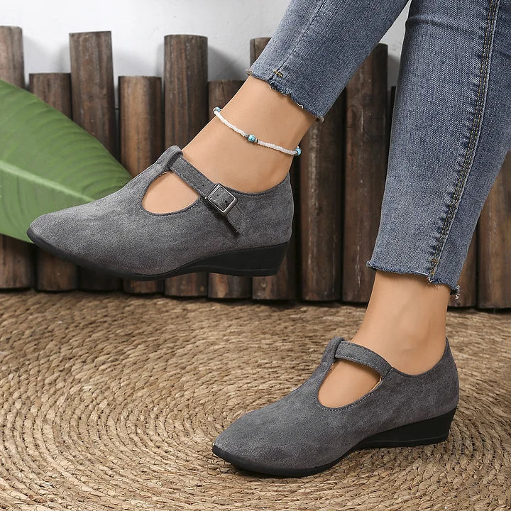 Nannie - Comfortable Orthopedic Moccasins With Buckle