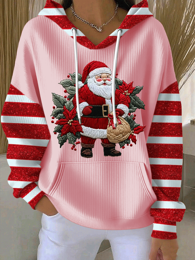 Kathryn - Santa Claus Print Hooded Sweatshirt