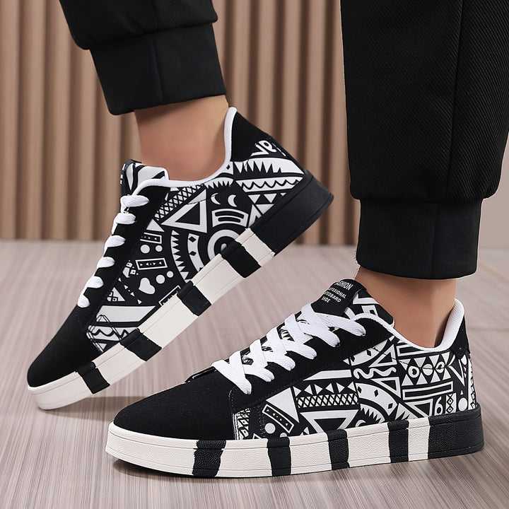 Nalson - Geometric Printed Lace-Up Sneakers