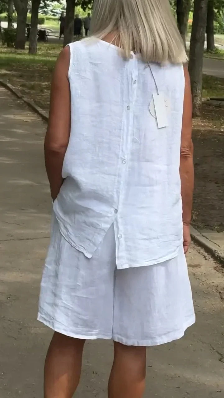 Jileana - Breathable Sleeveless Blouse And Baggy Shorts