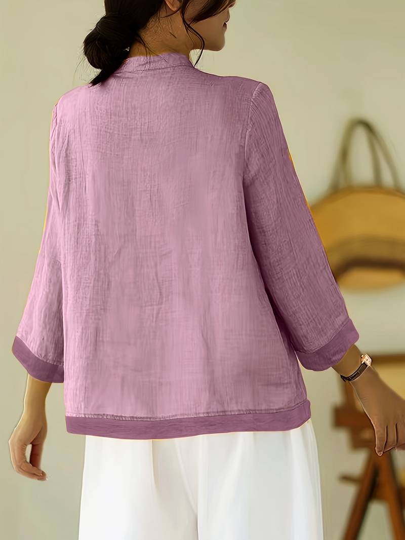 Sigal - Vintage Loose Fitting Shirt With Patchwork Design