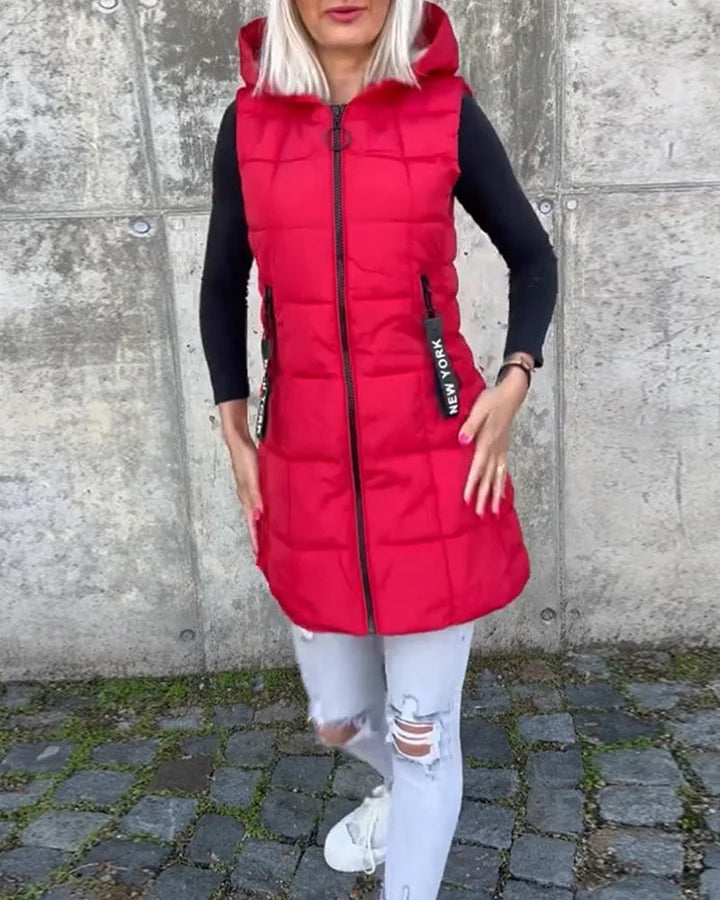 Laruna - Sleeveless Padded Coat With Zipper