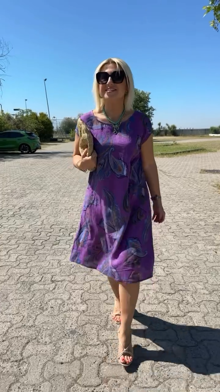 Hazal - Elegant Cotton Dress With Print